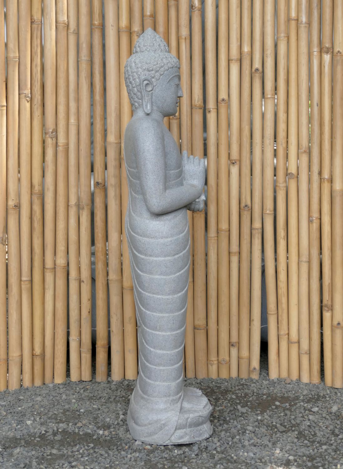  Product image 4 of the product “Standing Buddha made of Riverstone in Dharmachakra position - gesture of wheel of the teaching of Dharma. About 126cm height ”